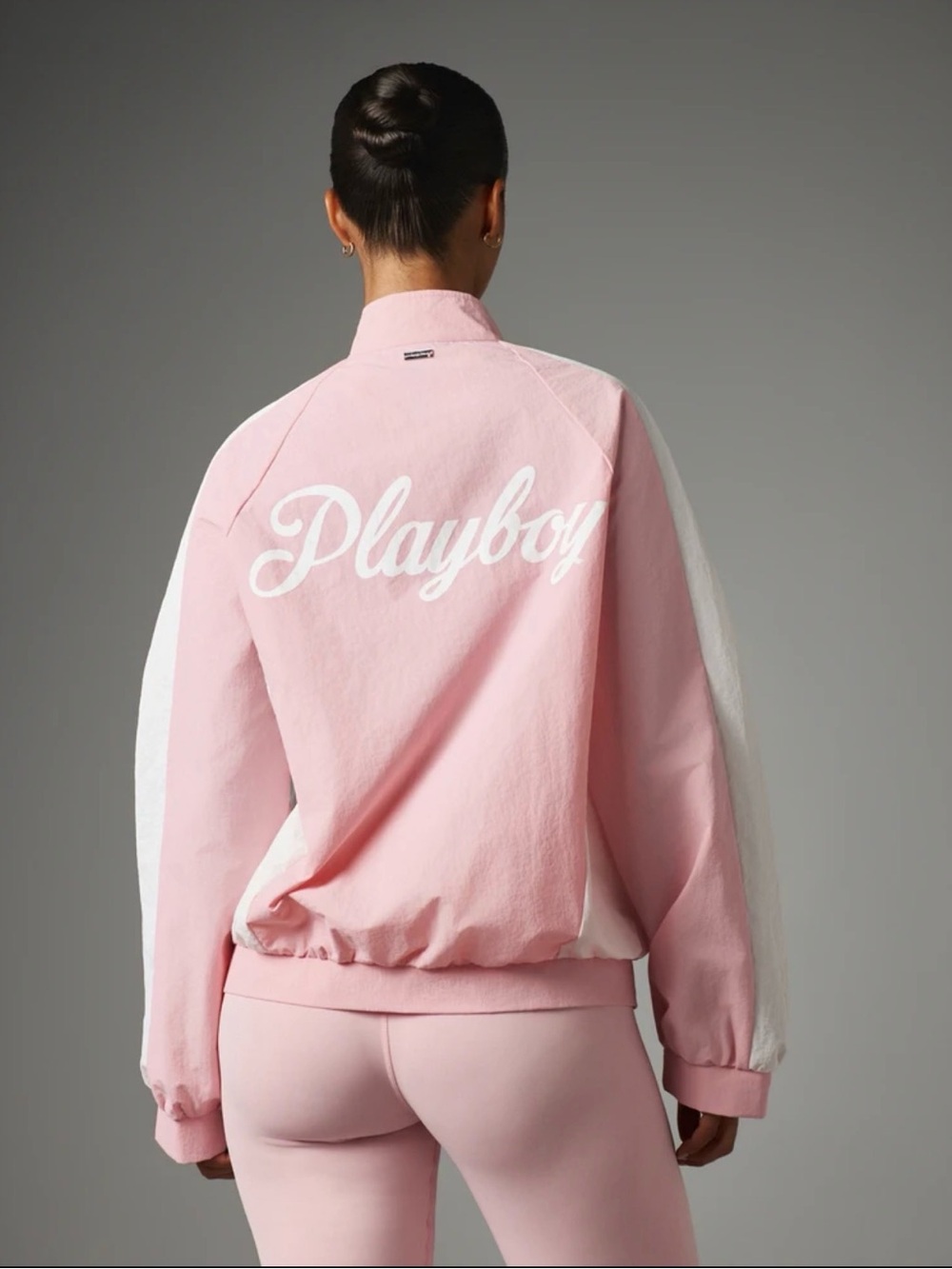 PLAYBOY Pink and White Varsity Jacket